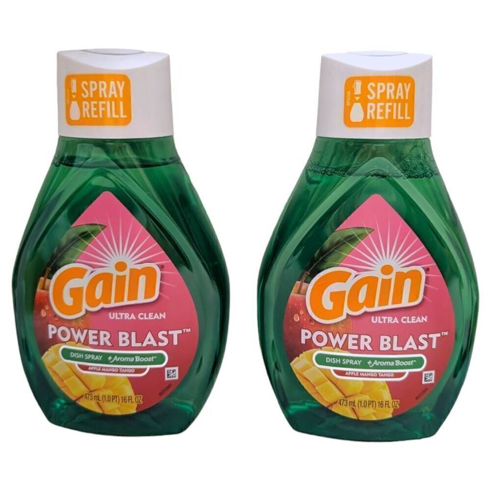 Gain Power Blast Dish Spray Refill 16 fl‎ oz Apple Mango Tango Scent Lot of 2